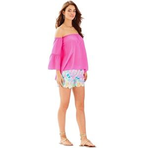 LILLY PULITZER Sanilla Silk Top Pink Fusion, size small